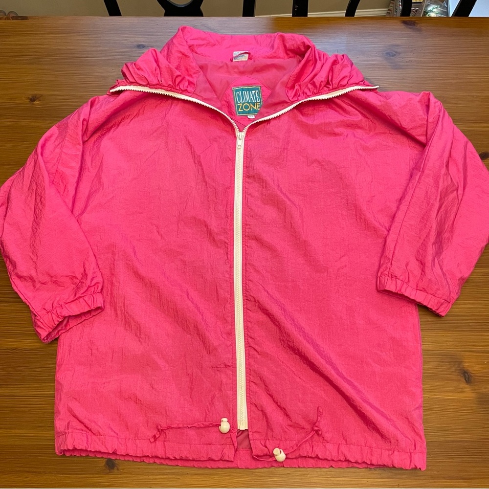Vintage Hot Pink Climate Zone Zip Up Windbreaker - Size 14/16 (XL)